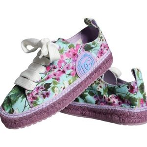 DOLCE & GABBANA Logo Flower Lace Espadrilles
